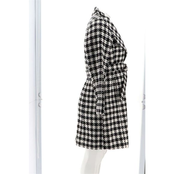 Dennis Basso Wool Blend Wrap Coat Envelope Collar Houndstooth A367846E - Picture 7 of 9